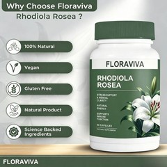 2pc Floraviva Rhodiola Rosea Capsules–Non-GMO for Stress Relief&Energy Support