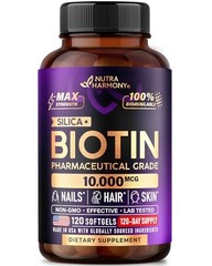 Biotin 10000mcg Softgels Hair Skin Nails Growth Supplement 120 Count Max