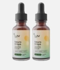 (2 Pack) LUV Neuro Drops Energy-Lion’s Mane & Turmeric Adaptogen Mushroom [USA]