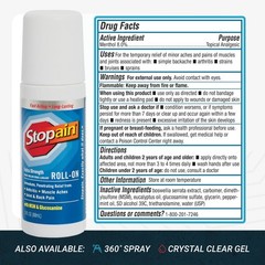Stopain Pain Relief Roll on Gel 3Oz (2 Pack) USA Made, Max Strength Fast Acting