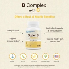 Puregen Labs Super B Energy Complex with Vitamin C 100 Vegetarian Tablets 3Pk