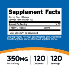 Nutricost N-Acetyl L-Tyrosine (NALT) 350mg, 120 Capsules – Gluten Free, Non-GMO