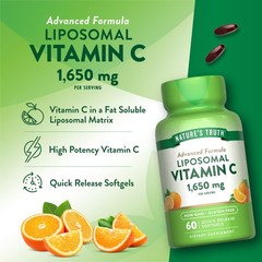 Liposomal Vitamin C | 1650mg | 60 Softgels | Non-GMO & Gluten Free Supplement