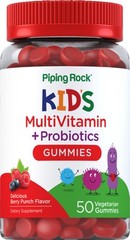 Kid’s Multivitamin & Probiotic 50 Gummies | Berry Punch Flavor | by Piping Rock