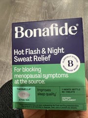 Bonafide Hot Flash & Night Sweat Relief Exp 07/27 Blocking Menopausal Symptoms