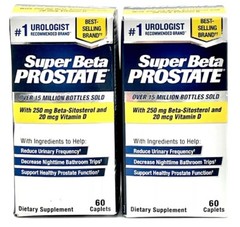 2 BOXES New Vitality Super Beta Prostate Urinary Health Caplets – 60 Count NEW