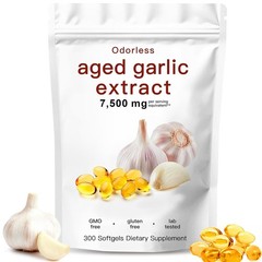 Odorless Aged Garlic Extract,7500mg Organic Garlic Capsules Supplement for Antio