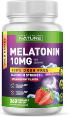 Built by Nature Melatonin 10 mg Sleep Aid Strawberry 360 Tablets Gummies
