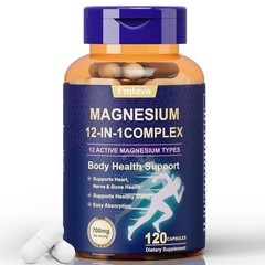 2 Pack Magnesium Complex 700mg, 12 Types for Sleep, Muscle & Bone, 240 Capsules