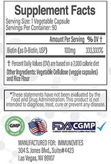 High Dose Biotin (As D-Biotin, USP) 100Mg (Equivalent to 100,000Mcg) 90 Capsules