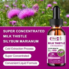 2 Bottles Milk Thistle Liquid Drop,Dandelion Root,Liver Cleanse Immune Support