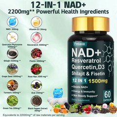 NAD supplement, 1500mg resveratrol containing supplement, 60 capsules Free ship