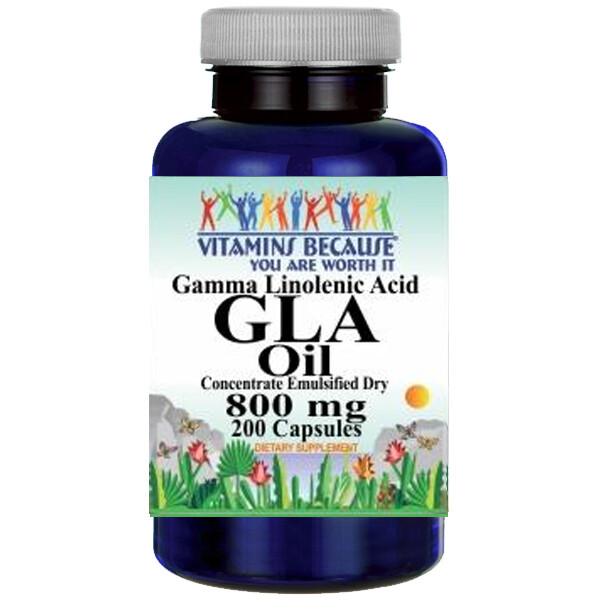GLA (Gamma Linolenic Acid) 800mg 200 Caps by Vitamins Because