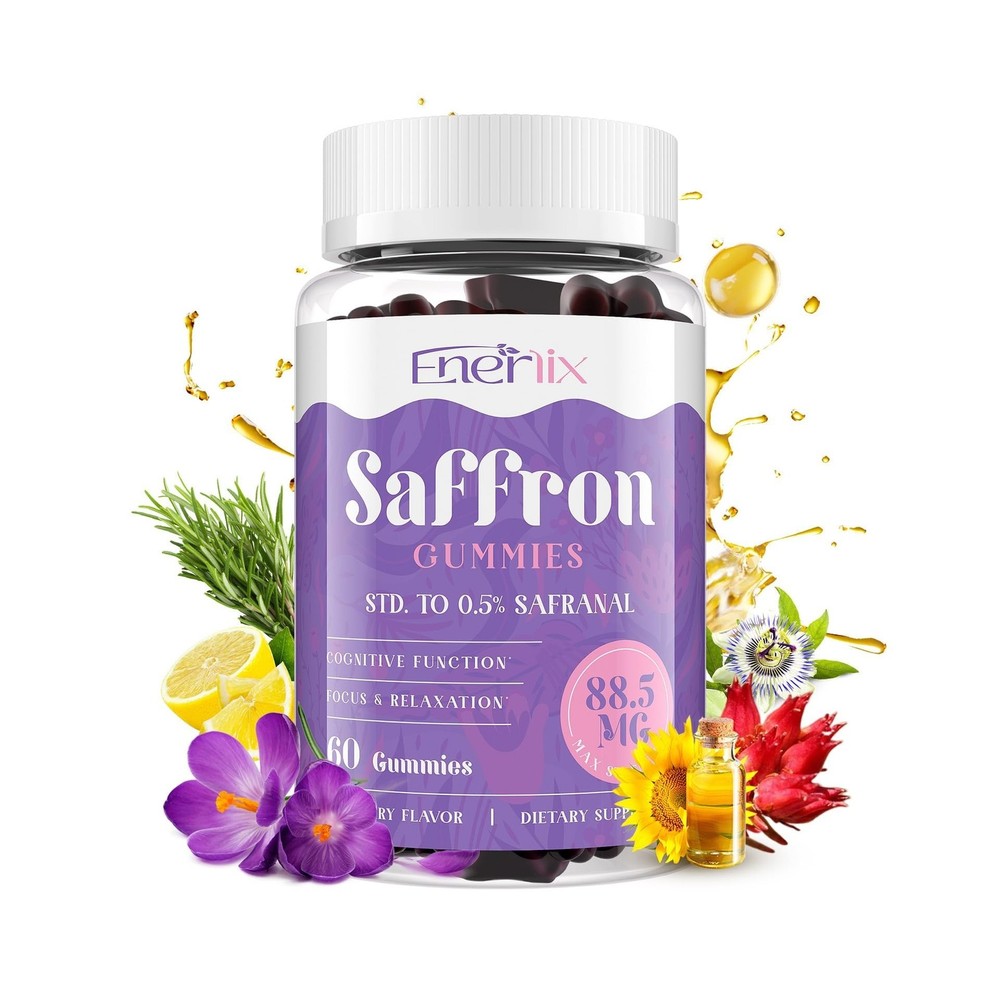 Enerlix Saffron Supplement Gummies for Mood & Focus, 60 Serving… FAST USA SHIP