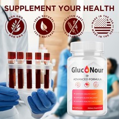 (1 Pack) Gluco Nour Advanced Support Blood Supplement GlucoNour 60 Capsules