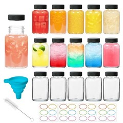 16 Pack 4 oz Glass Ginger Shots Bottles with Black Caps,Leakproof 4 oz Juice …