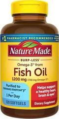 SM Nature Made Fish Oil 1200mg Burp less Omega 3 Softgels 120ct (3 Pack)