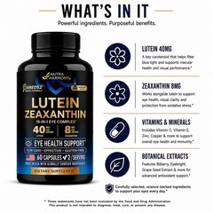 Lutein Zeaxanthin Eye Health Support 40mg 8mg AREDS2 Formula 60 Capsules