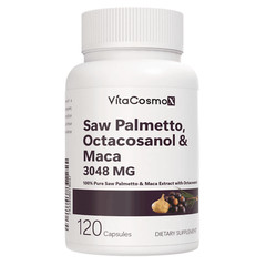 VitaCosmoX Saw Palmetto Maca Extract 3000mg Prostate Supplement , 120 Capsules