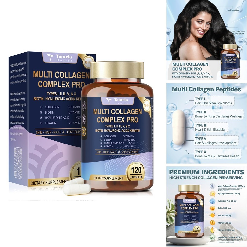 Totaria 18-in-1 Collagen Pro Multi Type I II III V & X – 120 Caps