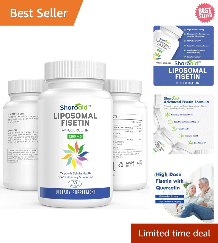 Liposomal Fisetin & Quercetin Capsules – 1200 mg Antioxidant Power – 60 Softgels