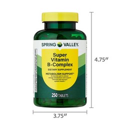 Spring Valley Super Vitamin B-Complex, 250 Count, Dietary Supplement Tablets for