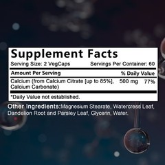 Calcium Citrate Increase Bone Density Bone Strength Healthy Teeth 30/60/120 Caps