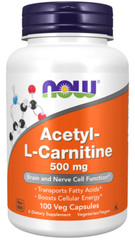Acetyl-L-Carnitine 500mg Now Foods 100 Caps Transports Fatty Acids 02/27EXP