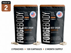 Forgebody Beef Liver & Organ Complex 100% Grass-Fed 5-Organ Supplement, Pack 2