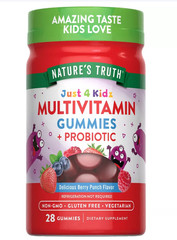 3 Pack Nature’s Truth Kids Multivitamin Gummies + Probiotic 28 each Berry Punch