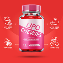 (3 Pack) Lipo Chewies Gummies Advanced Formula Weight Overall Wellness Support