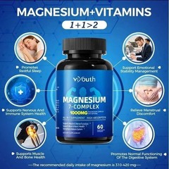3PCS Viyouth Support 7 Magnesium Capsules 180Count Sleep Combination Bone Health