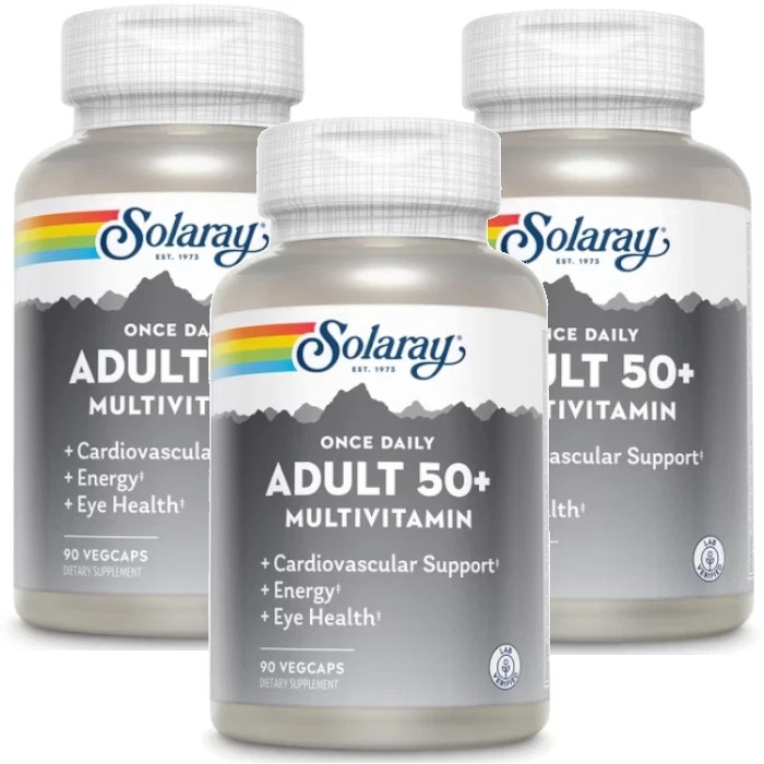 Solaray Once Daily Adult 50+ Multivitamin 90 Vegetarian Capsules Each (Pack of 3