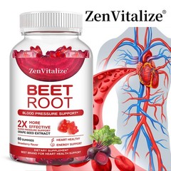Beet Root 60 Gummies 2X MORE EFFECTIVE Blood Pressure Support + Heart Health