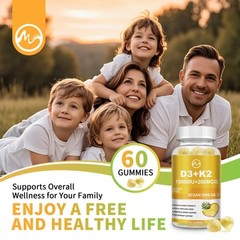 2xVitamin D3 K2 60Gummies, Vitamin D3 10000 IU Bone,Teeth,Muscle,Immune Health