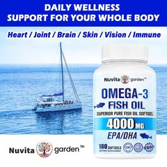 Omega 3 Fish Oil 3000mg 240 CT – 1440mg EPA, 960mg DHA, Heart & Brain Support