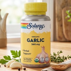 Solaray Organic Garlic 560 mg Immune Cardiovascular Support 100 Veg Capsules