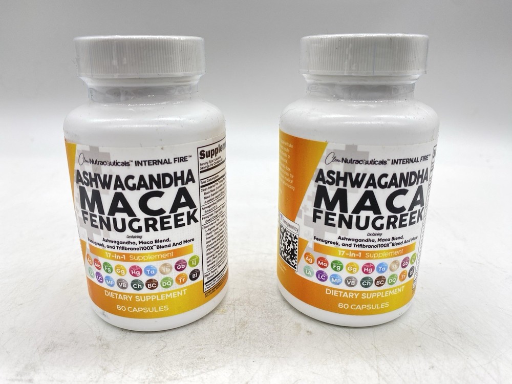 Clean Nutraceuticals Ashwagandha Maca Root Fenugreek Supplement – 2 Pack
