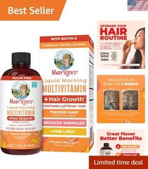 MaryRuth’s Liquid Multivitamin + Hair Growth | 15.22 Fl Oz | Peach Mango Flavor