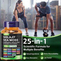 120 Pills Organic Irish Sea Moss 21762MG with Burdock Root Bladderwrack Shilajit