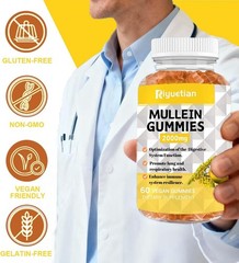 Mullein Gummies, 2000mg Organic Mullein Leaf Extract with Quercetin, Bromelain &