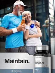 Chelated Copper Supplement 6mg, 300 Tablets, Non-Gmo & Gluten Free, by Horbaach