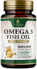 Omega 3 Fish Oil Supplements 2400 Mg – Triple Strength Omega3 – EPA & DHA with E