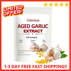 Odorless Garlic 7500mg Per Servings, 300 Softgels | 2 Years Aged Garlic Extra…