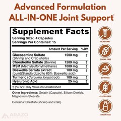 Arazo Nutrition Glucosamine Chondroitin Turmeric Msm Boswellia – Joint Suppor…