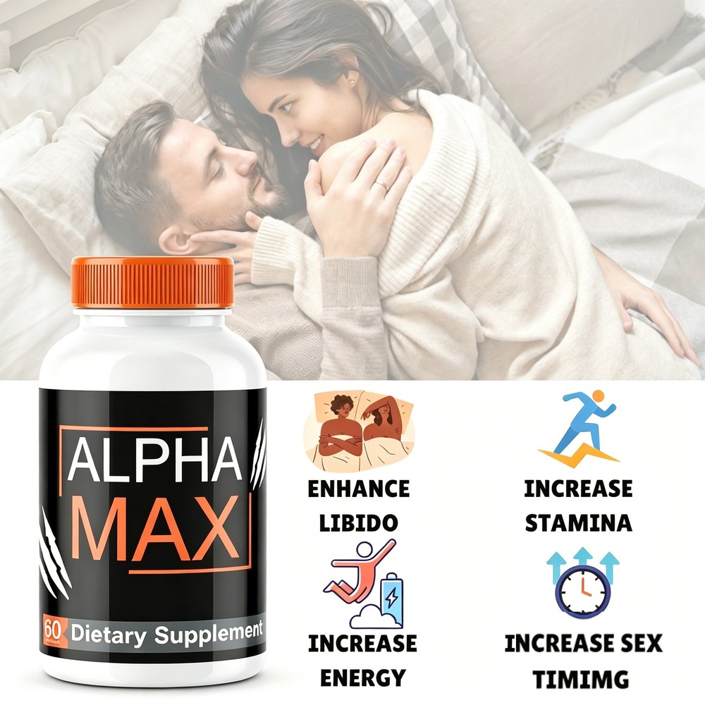 Alpha Max Vitality Support Capsules, Natural Energy & Mood Booster for Men