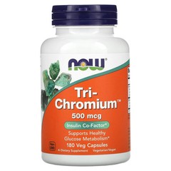 Now Foods Tri-Chromium 500 mcg 180 Veg Capsules GMP Quality Assured, Vegan,