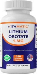240 Non-GMO Lithium Orotate 5mg Capsules for Enhanced Cognitive Support