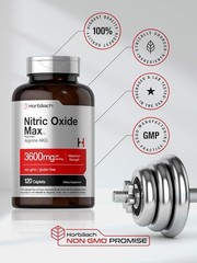 Horbäach Nitric Oxide Max 3600mg | 120 Caplets | with Arginine AAKG for Men and