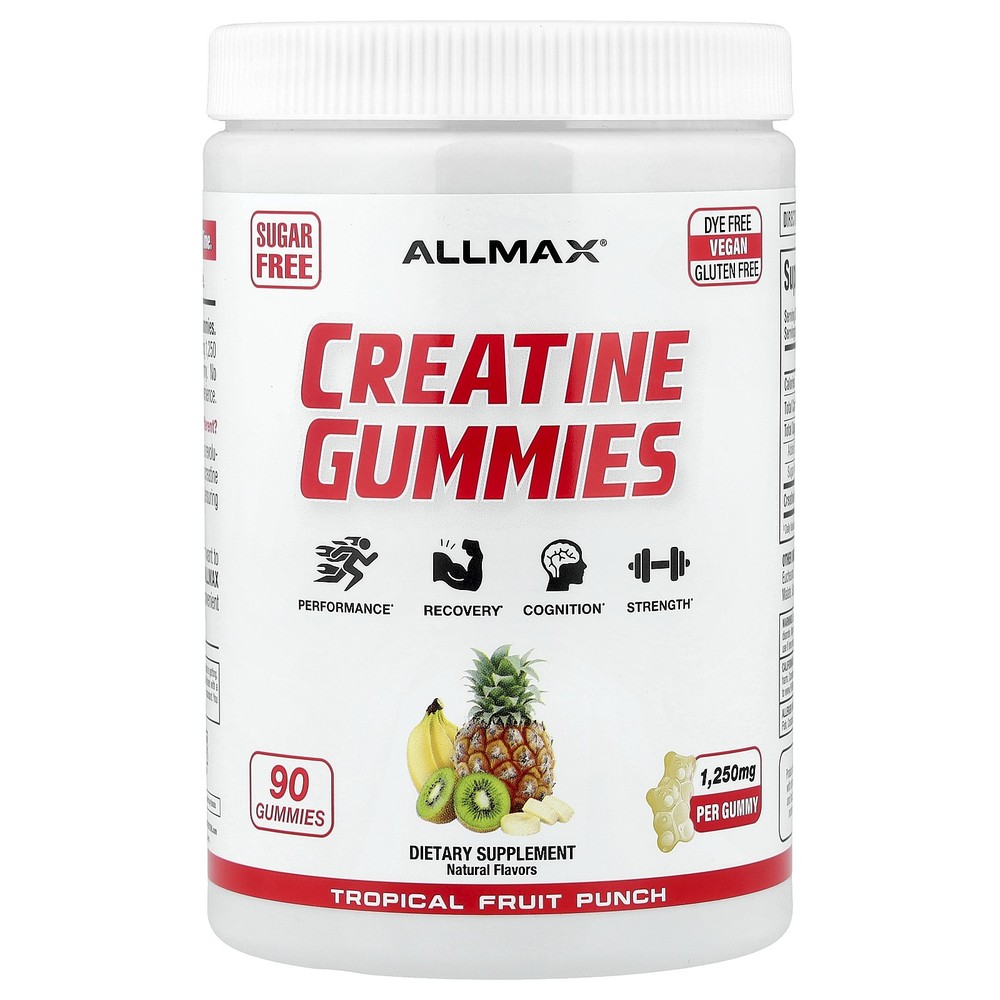 Creatine Gummies, Tropical Fruit Punch, 1,250 mg, 90 Gummies